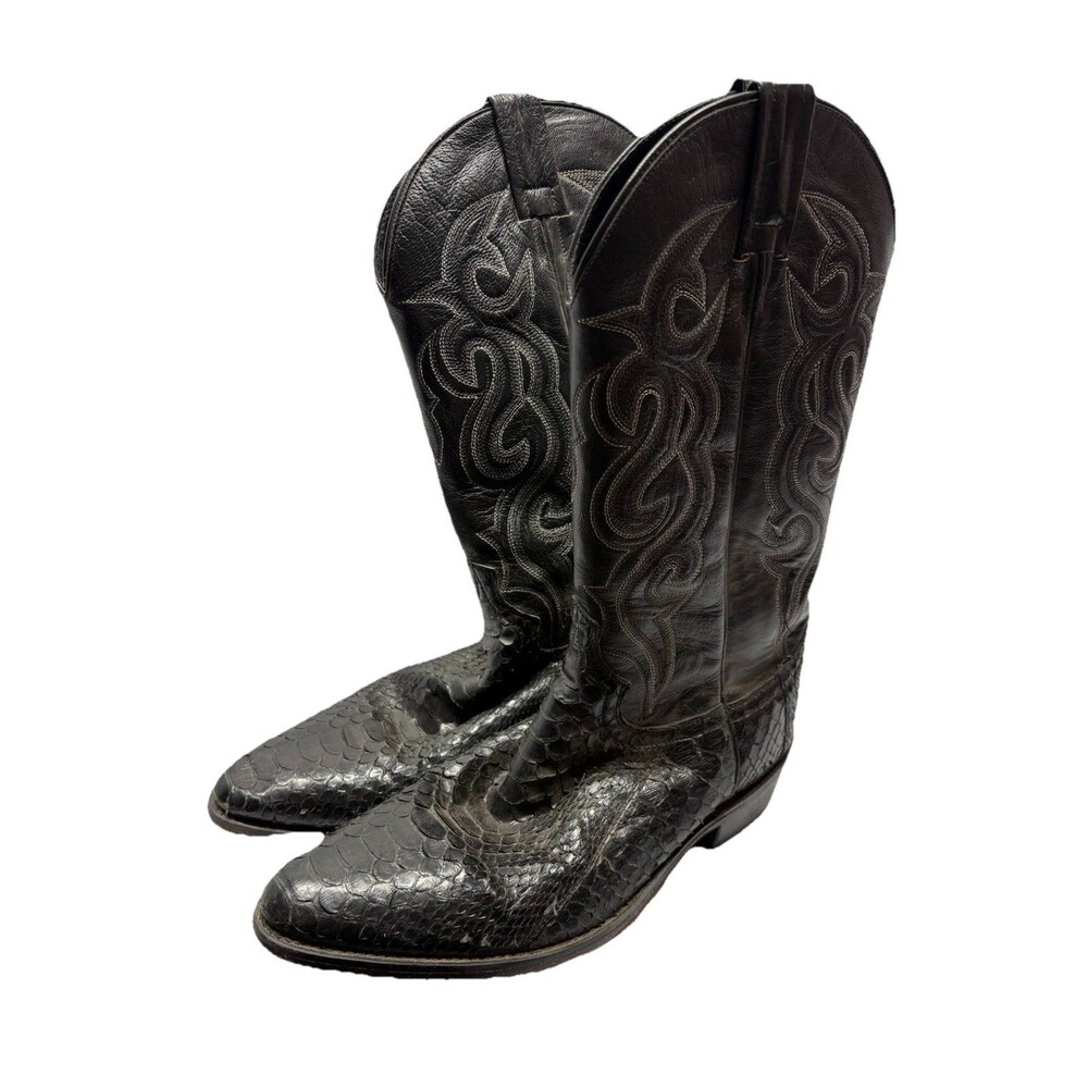 Dan Post Black Snakeskin Western Cowboy Boots Mens 10 1/2D Country Festival